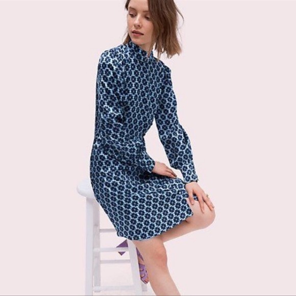 Kate Spade Spade Flower Silk Dress in Storm Cloud Size 6 - Picture 3 of 15